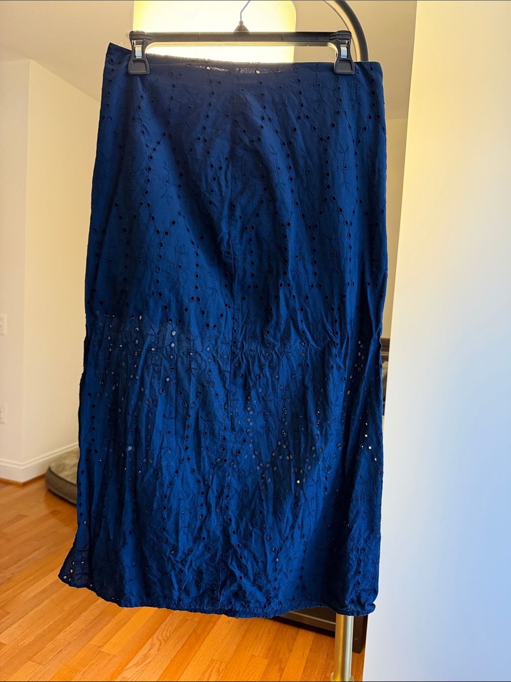 H&M Navy Eyelet Midi Skirt